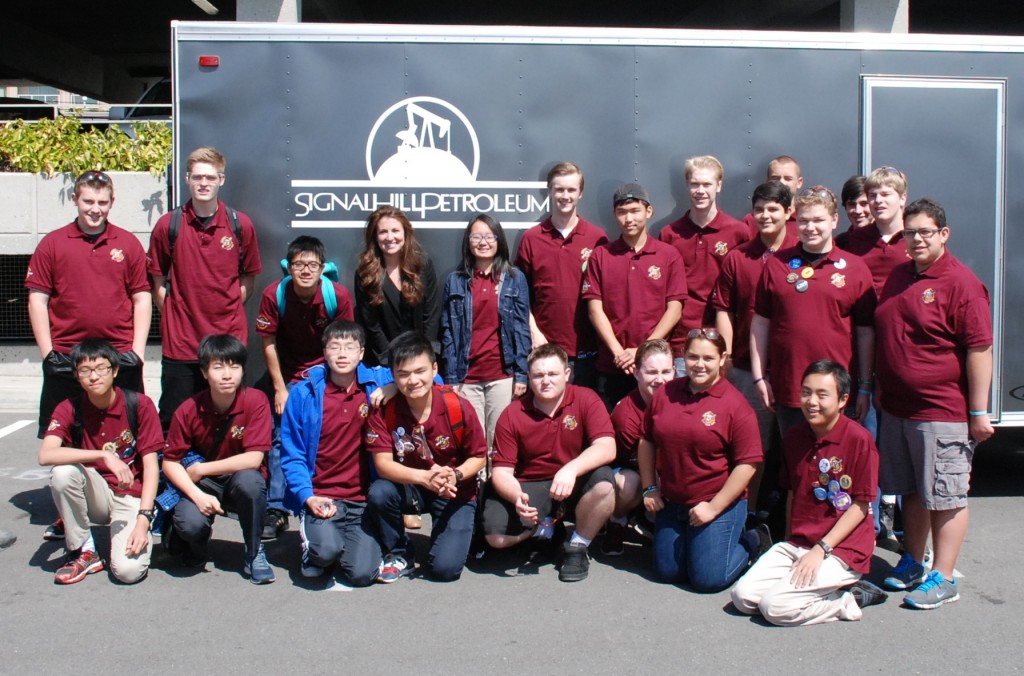 Signal Hill Petroleum's Communications Specialist, Stefanie Gillett with Valley Christian students